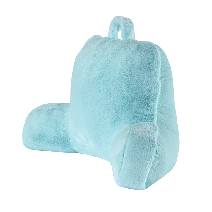 Mainstays Faux Fur Plush Backrest Pillow, Specialty Size, Aqua - open_box