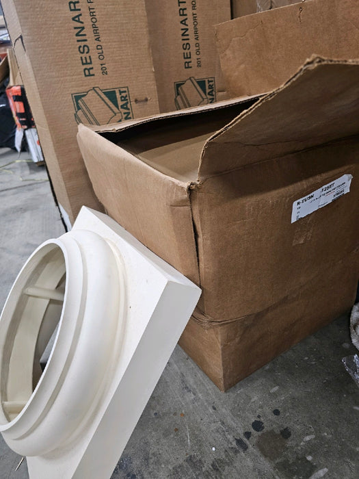 12 Inch Diameter Round Fiberglass 8 ft High Column Pillars - Non-Tapered, Plain - WorthingtonCast™ - Tuscan Capital and Base - new