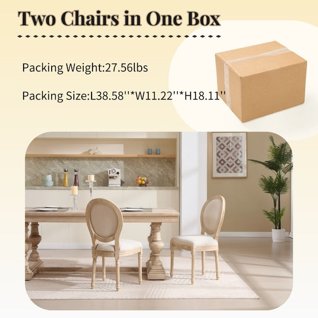 Streamdale Furniture Streamdale French Country Upholstered Dining Chairs Set of 2 Beige