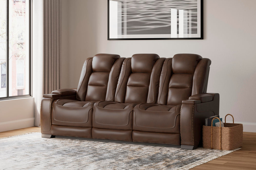 The Man-Den Mahogany PWR REC Sofa with ADJ Headrest