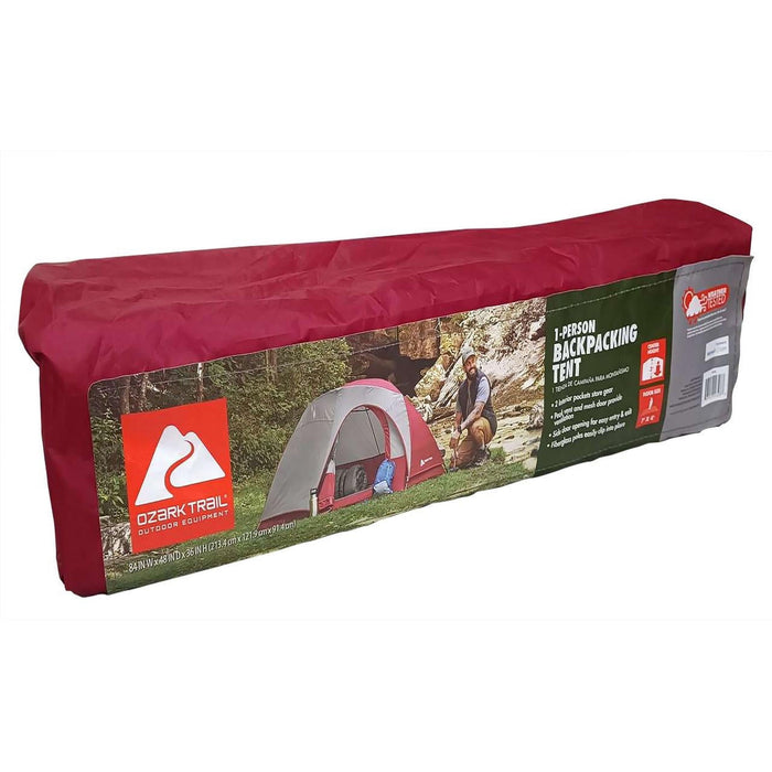 Ozark Trail 1-Person Backpacking Tent with Large Door for Easy Entry, Carry Weight-4.4lbs. - use_like_new