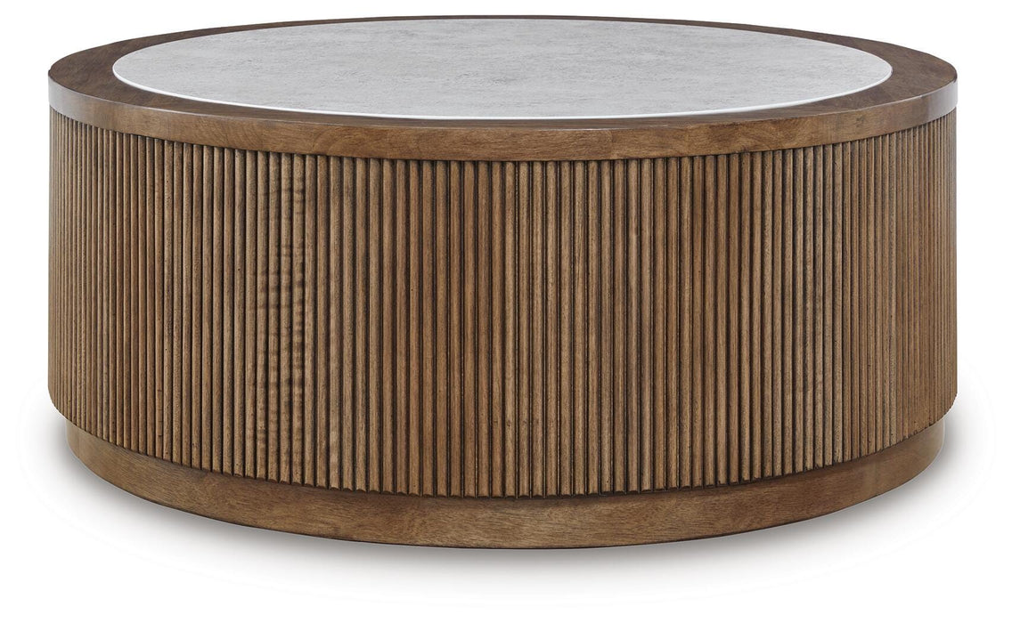 Hadonna Brown Round Cocktail Table