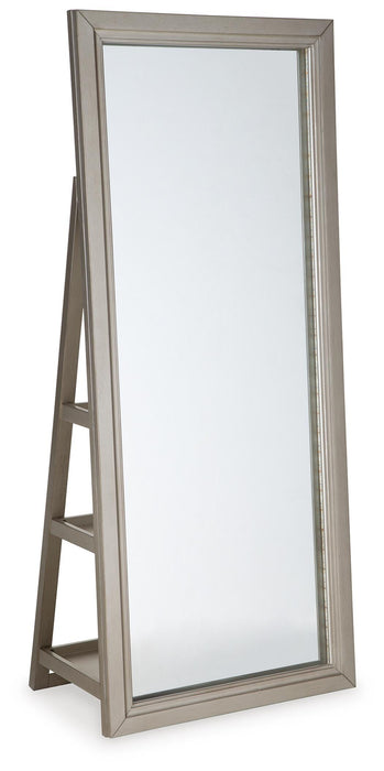 Evesen Champagne Floor Standing Mirror/Storage