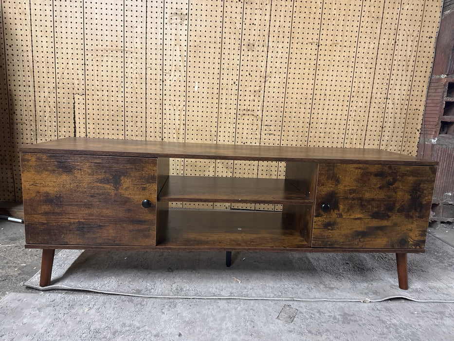 Simenmax TV Stand for 55 60 inch TV, Modern Mid Century Entertainment Center with Storage, Brown - new