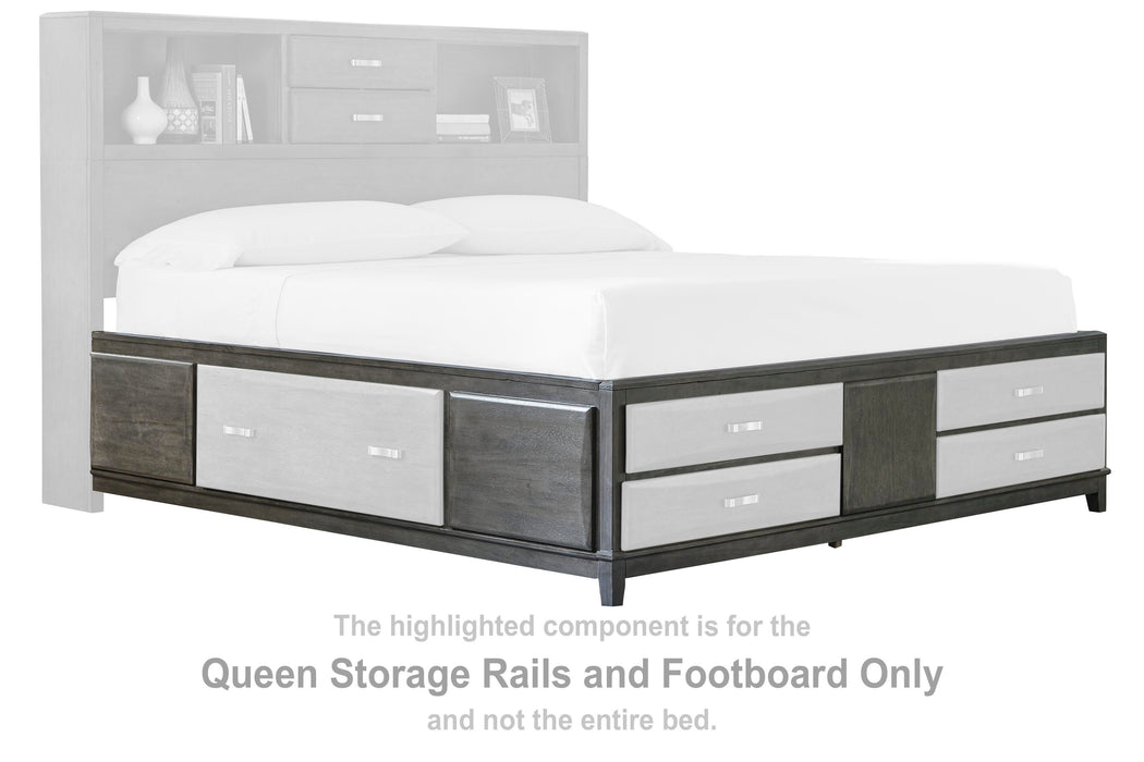 Caitbrook Gray Queen Storage Rails and FTBD
