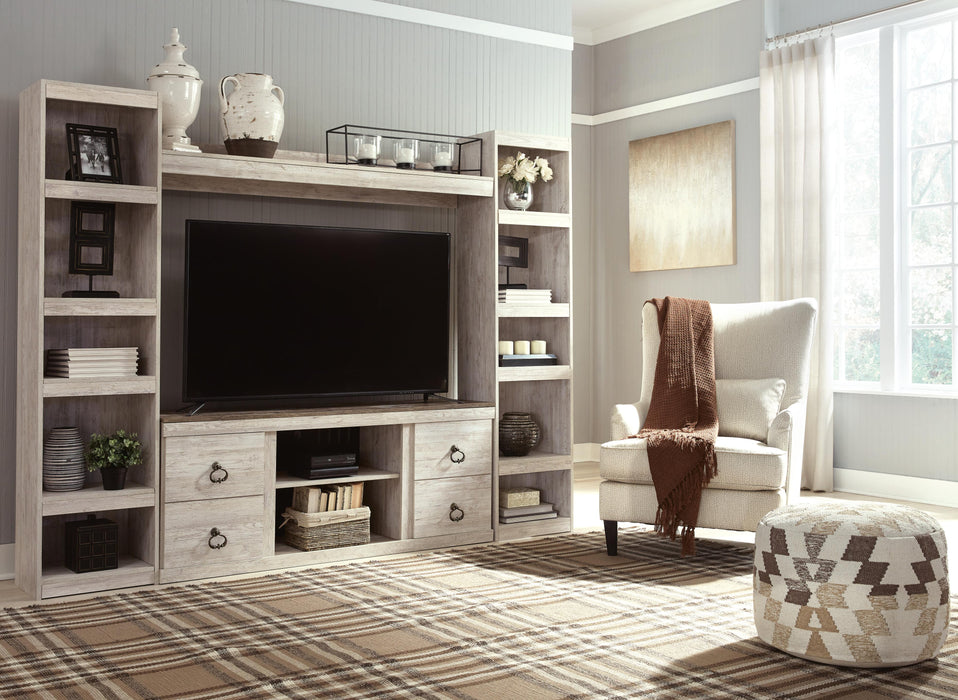 Willowton Whitewash Willowton 4-Piece Entertainment Center