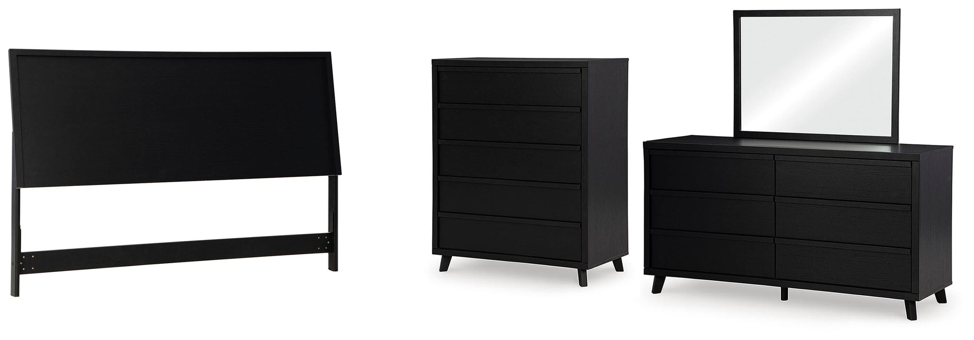 Danziar Black Danziar King Panel Headboard, Dresser, Mirror and Chest