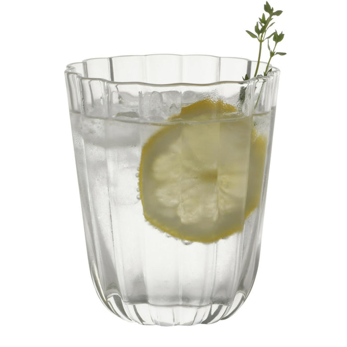 Beautiful Scallop Water Glasses Set of 4 Clear Glass by Drew Barrymore - new