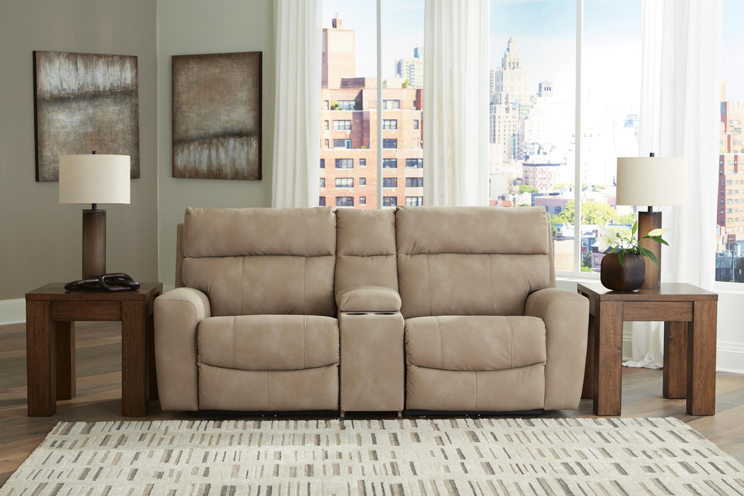 Next-Gen Durapella Sand Next-Gen Durapella 3-Piece Power Reclining Sectional Loveseat with Console