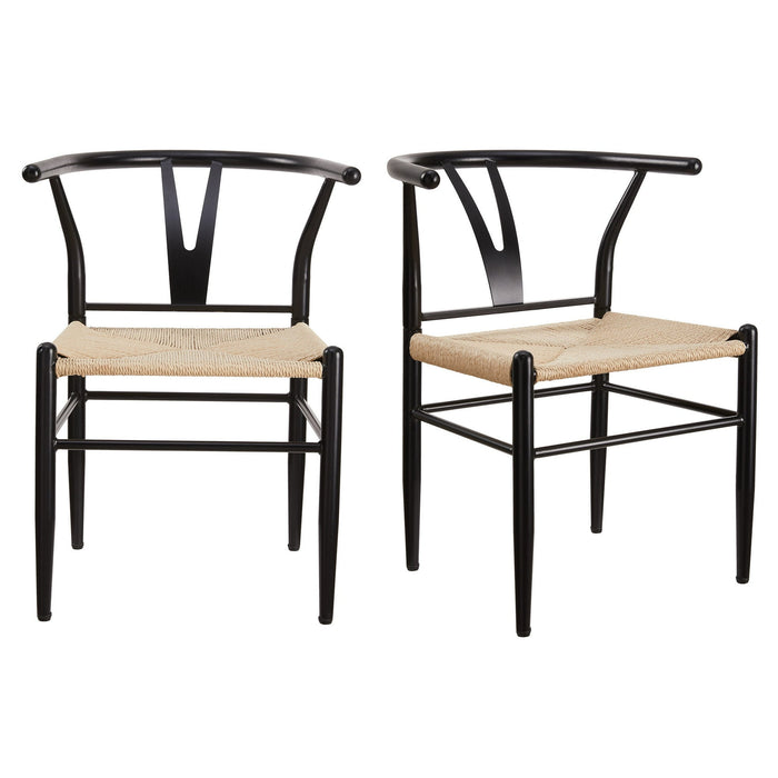 Better Homes & Gardens Springwood Wishbone Chair 2 Pack, Metal Base with Black Finish - new