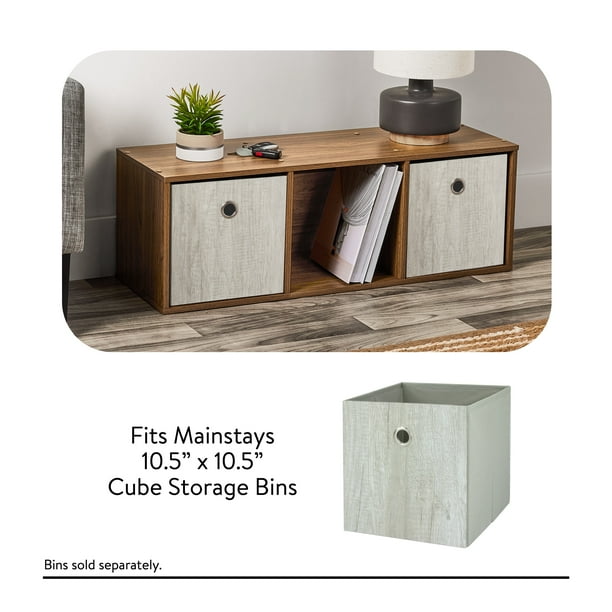 Mainstays 3 Cube Storage Organizer, Warm Walnut - new