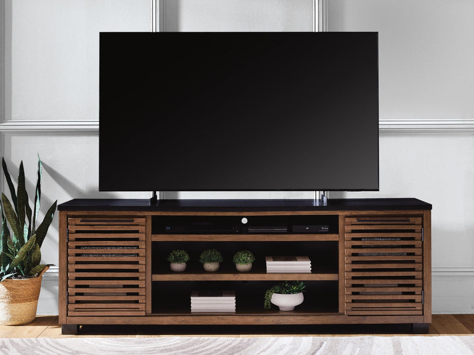Kallari Warm Brown/Black XL TV Stand w/Fireplace Option