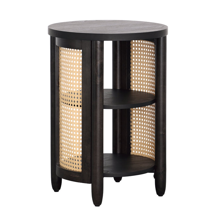 Better Homes & Gardens Springwood Caning Side Table, Charcoal Finish - new