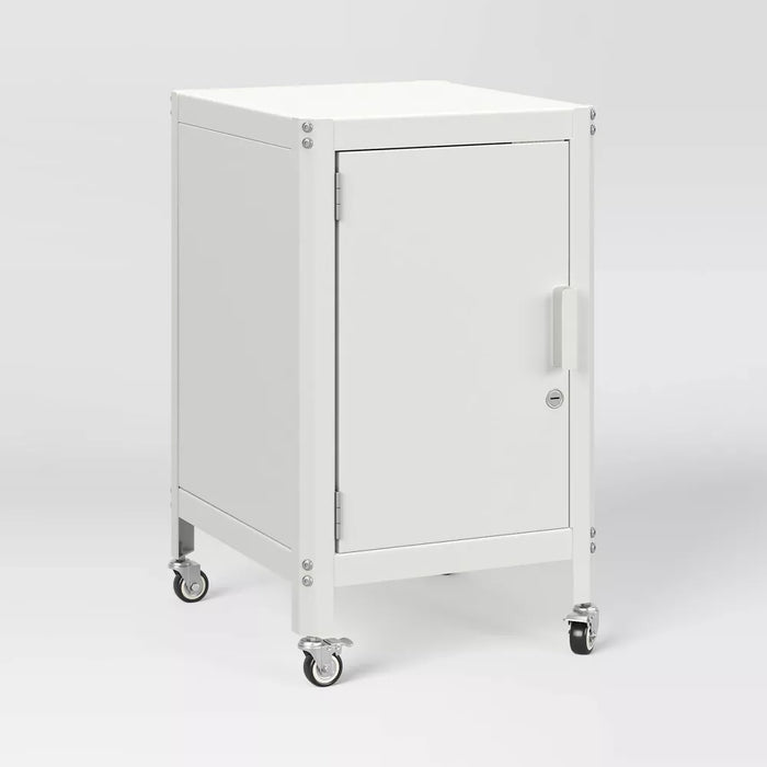 Dorm Metal Rolling Locker Storage Cabinet with Lock Chalk White - Room Essentials