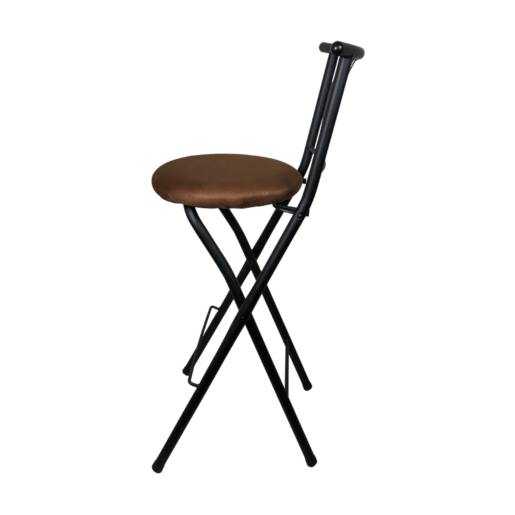 Mainstays Indoor Metal Folding Stool with Slat Back and Microfiber Seat - new