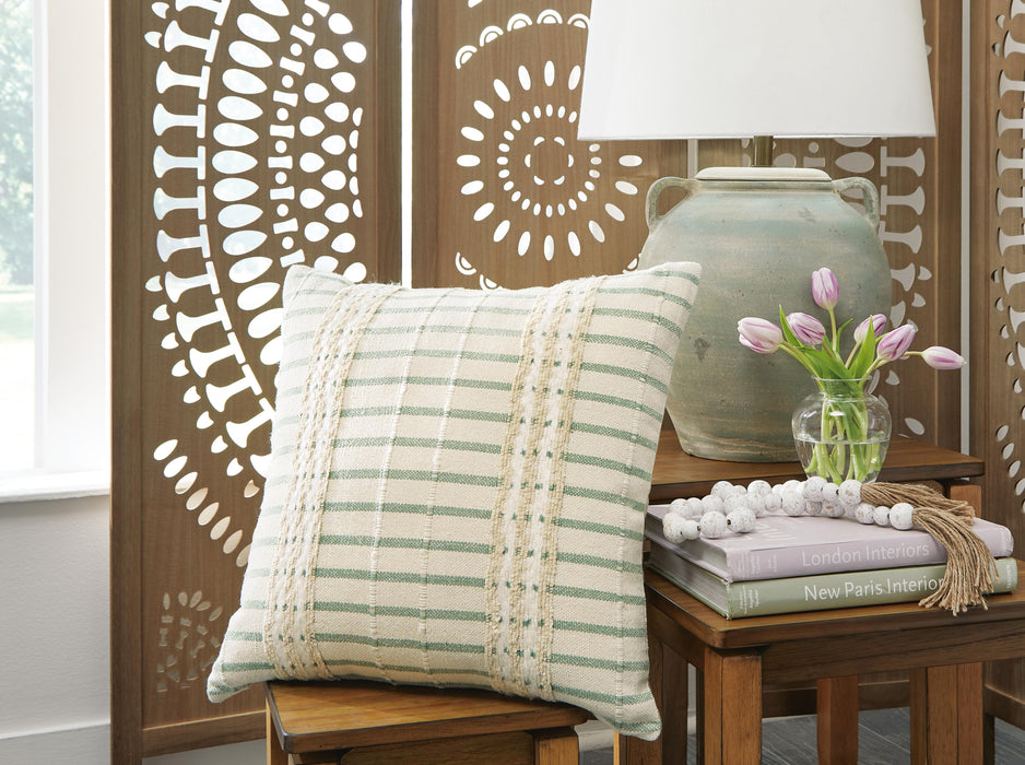 Rowton White/Green Pillow (4/CS)