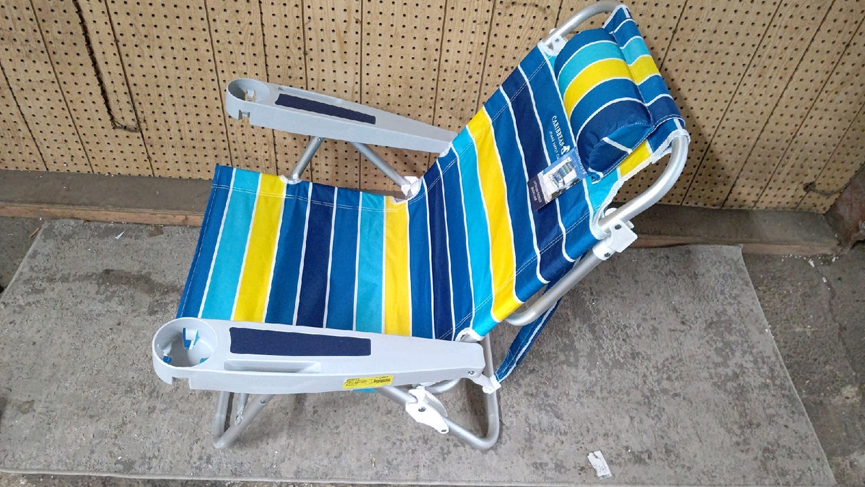 Cabana Life 5 Position Deluxe Beach Chair, Blue - open_box