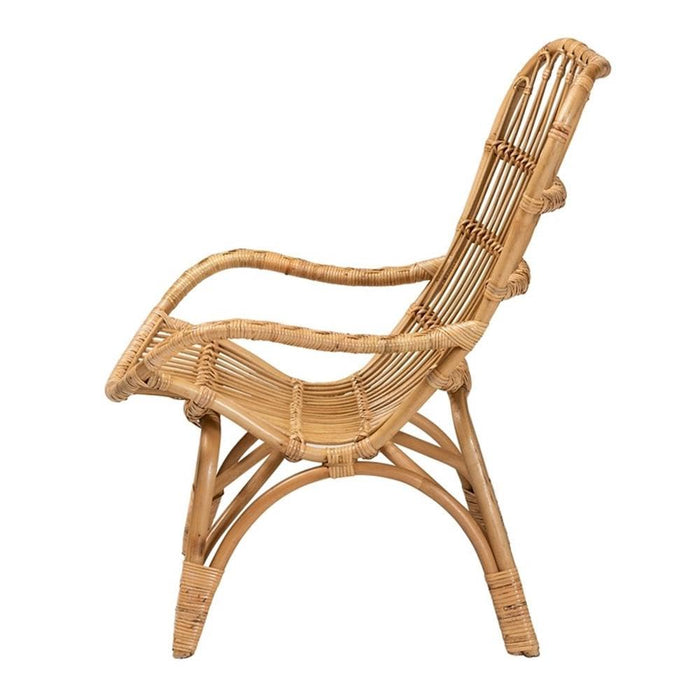 Baxton Studio Earvin Modern Bohemian Natural Brown Rattan Armchair - open_box