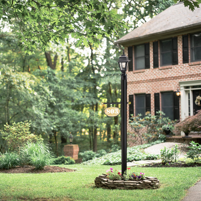 80-Inch Outdoor Lamp Post - Lamp Posts Outdoor Lighting for Driveways, Porches, Pathways, and Patios - Direct Burial Outdoor Post Light in Black, Design House WM750181 - open_box