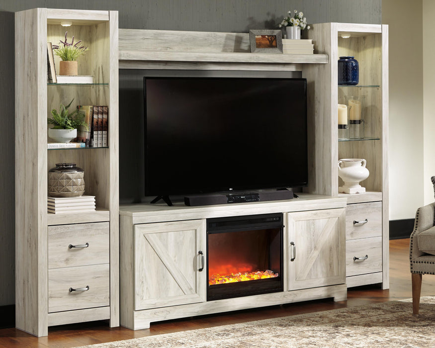 Bellaby Whitewash Bellaby 4-Piece Entertainment Center with Fireplace