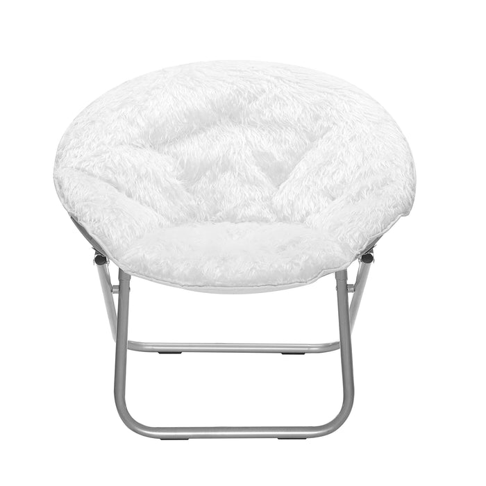 Urban Lifestyle Mongolian Faux Fur Saucer Chair, Off White - open_box