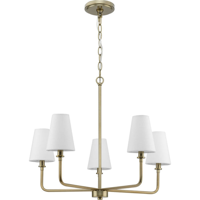 Avec Payton Collection 5-Light Contemporary Champagne Bronze Chandelier with White Fabric Shades - new