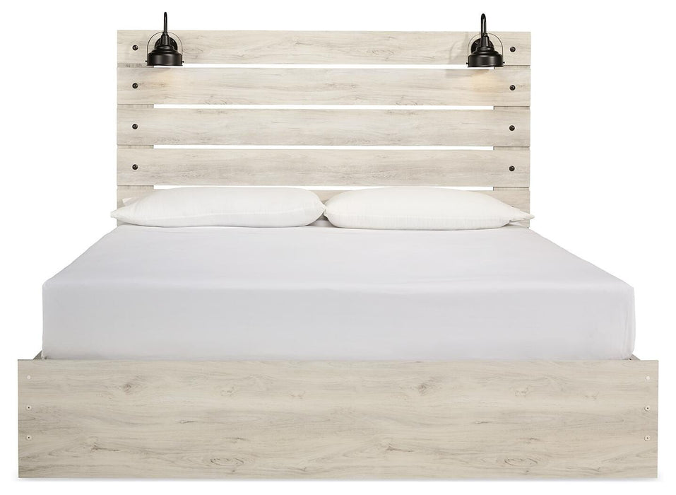 Cambeck Whitewash Cambeck King Panel Bed with 2 Storage Drawers