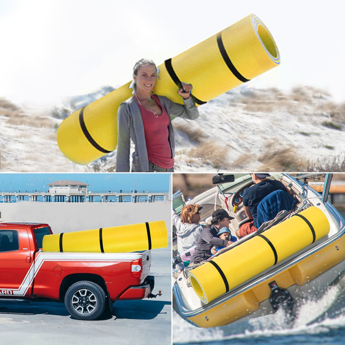 HALLOLURE 9X6FT Floating Water Pad Mat 3-Layer XPE Foam Roll-Up Floating Island for Pool Lake Ocean Boat Beach, Weight Capacity 310 lbs - new