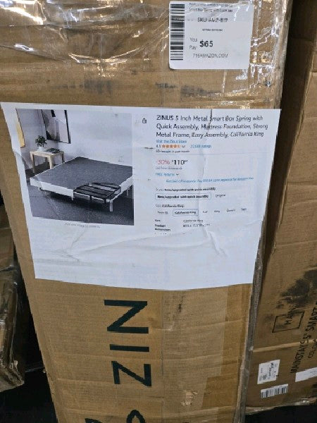 ZINUS 5 Inch Metal Smart Box Spring with Quick Assembly, Mattress Foundation, Strong Metal Frame, Easy Assembly, California King - open_box