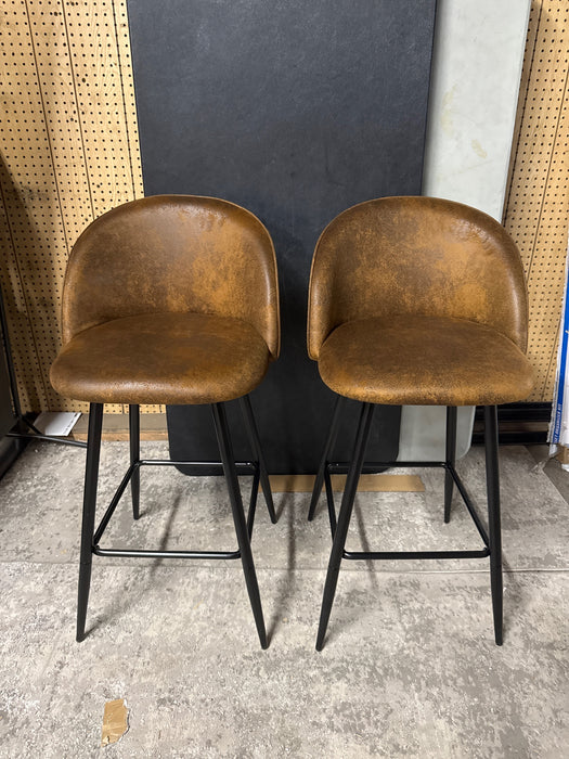 Homy Casa 26" Counter Height Bar Stools Set of 2, Swivel Stools for Kitchen Island, Brown - open_box