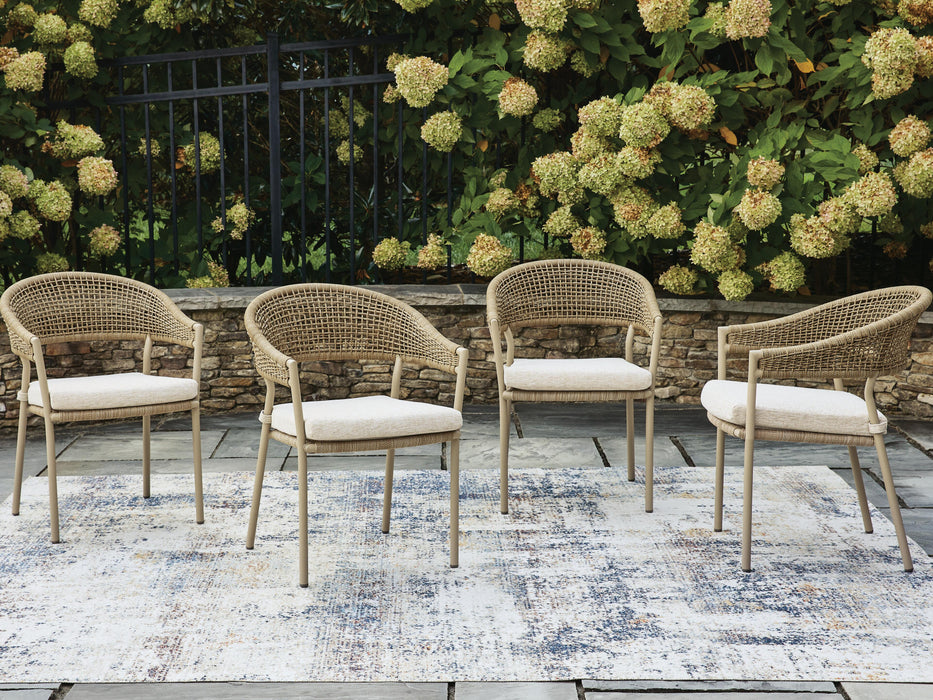Ocean Park Beige Arm Chair With Cushion (4/CN)