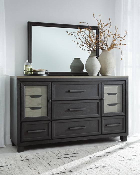 Foyland Black/Brown Foyland Dresser and Mirror