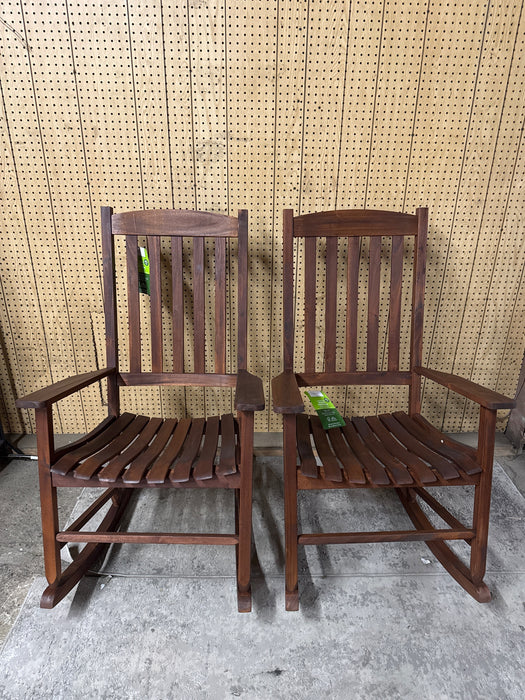 Mainstays Outdoor Wood Porch Rocking Chair, Dark Brown - new