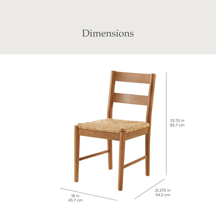 My Texas House Laurel Dining Chairs with Woven Seagrass Seat, Warm Brown, 2 Pack - open_box