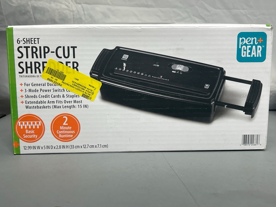 Pen+Gear 6-Sheet Strip Cut Credit Card & Paper Shredder, Black - new