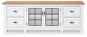 Ashbryn White/Natural Extra Large TV Stand