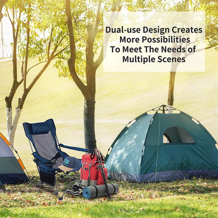 Camping Lounge Chair Portable Reclining Camping Chair Folding Camping Chair with Footrest,Headrest & Storage Bag,Mesh Recliner with Backpack, 300lbs Weight Capacity - display_model