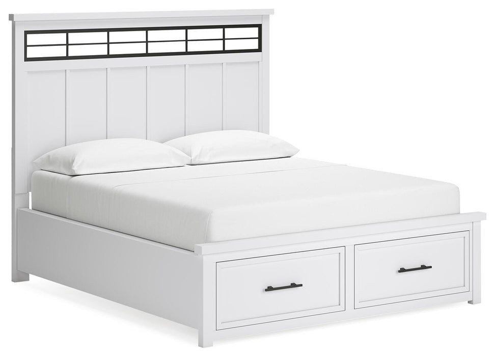 Ashbryn White/Natural Ashbryn California King Panel Storage Bed
