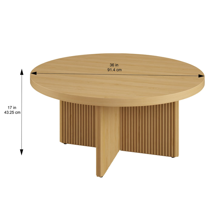 Better Homes & Gardens Lillian Fluted Coffee Table, Natural Pine Finish - new