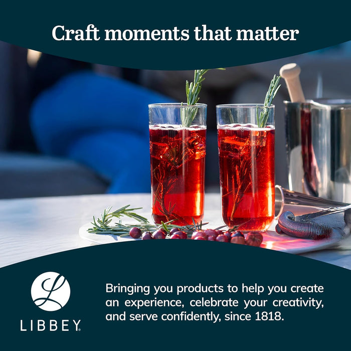 Libbey Polaris Tumbler and Rocks Glass Set, Elegant Drinkware Glasses Set, Lead-Free Tall Drinking Glasses with Modern Clean Lines, Dishwasher Safe Drinking Glasses Set of 16, Axis - new