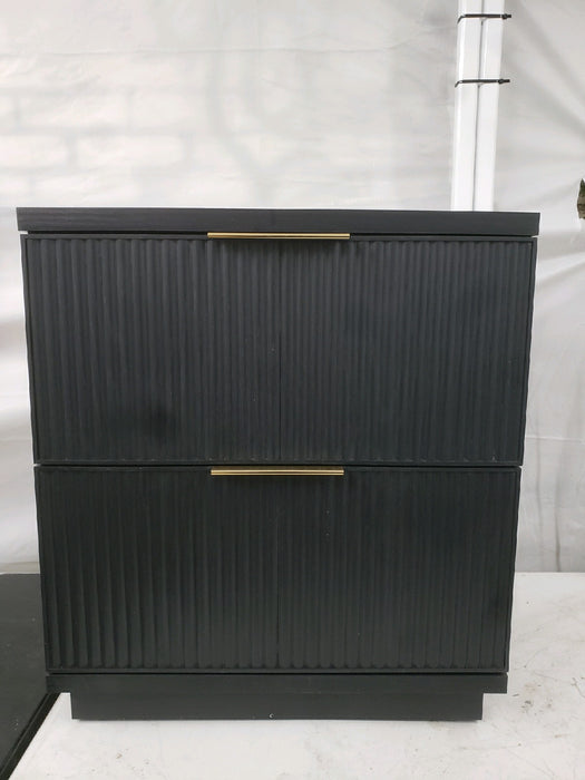 Better Homes & Gardens Lillian Fluted 2-Drawer Nightstand with USB, Black Wood Finish - new