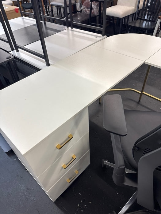 Techni Mobili L Shaped Desk - Two-Toned Computer Desk with Drawers & Storage Shelves - Simple Modern Furniture & Home Office Space Corner Table for Work & Writing - new