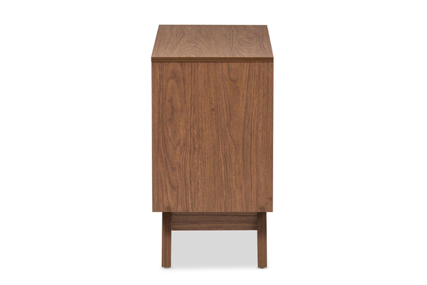 Baxton Studio Hildon Mid-Century Modern White and Walnut Wood 3-Drawer Storage Chest - new