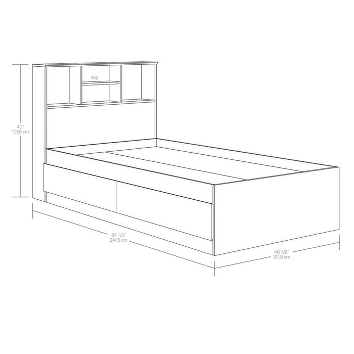 Your Zone kids Storage Bed with Bookcase Headboard, Twin, White Finish - open_box