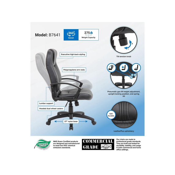 Boss Office Products Modern Executive Office Chair with Casters, Black - new