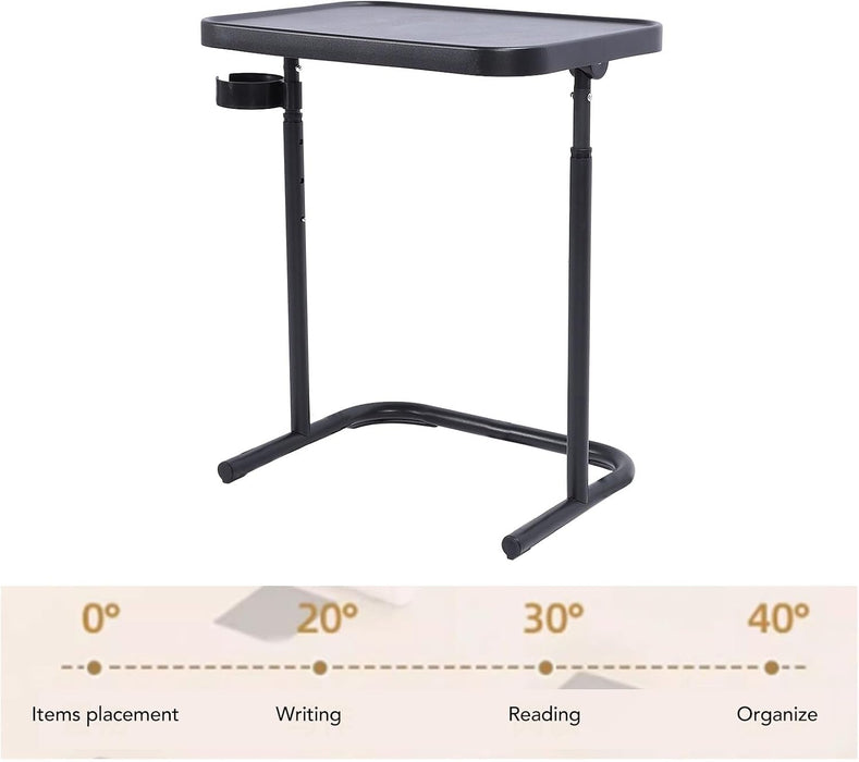 HURRISE Sofa Side End Table Folding TV Dinner Tray Adjustable Height Magnetic Tabletop Bedroom Living Room 18.9x13.78in - new
