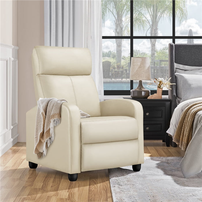 Yaheetech Adjustable PU Leather Recliner Chair with Pocket Spring, Beige - new