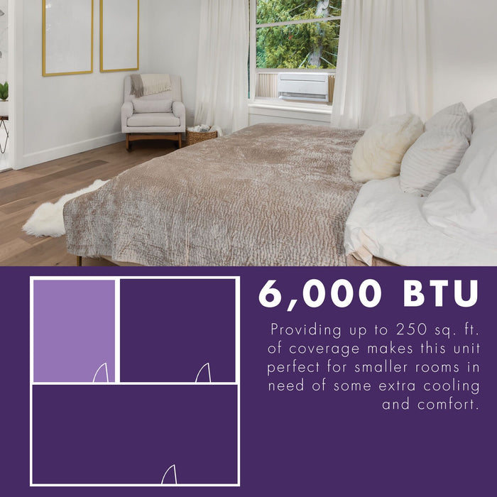 Freonic 6,000 BTU 250 sq. ft. Window Air Conditioner & Dehumidifier with Remote, White, FHCW061ABE - new