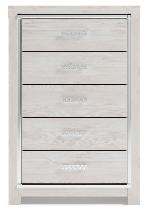 Altyra White Five Drawer Chest