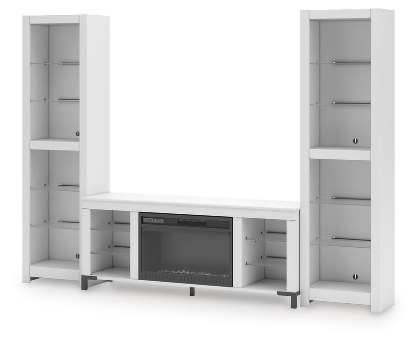 Brollevi White Brollevi 3-Piece Entertainment Center with Fireplace